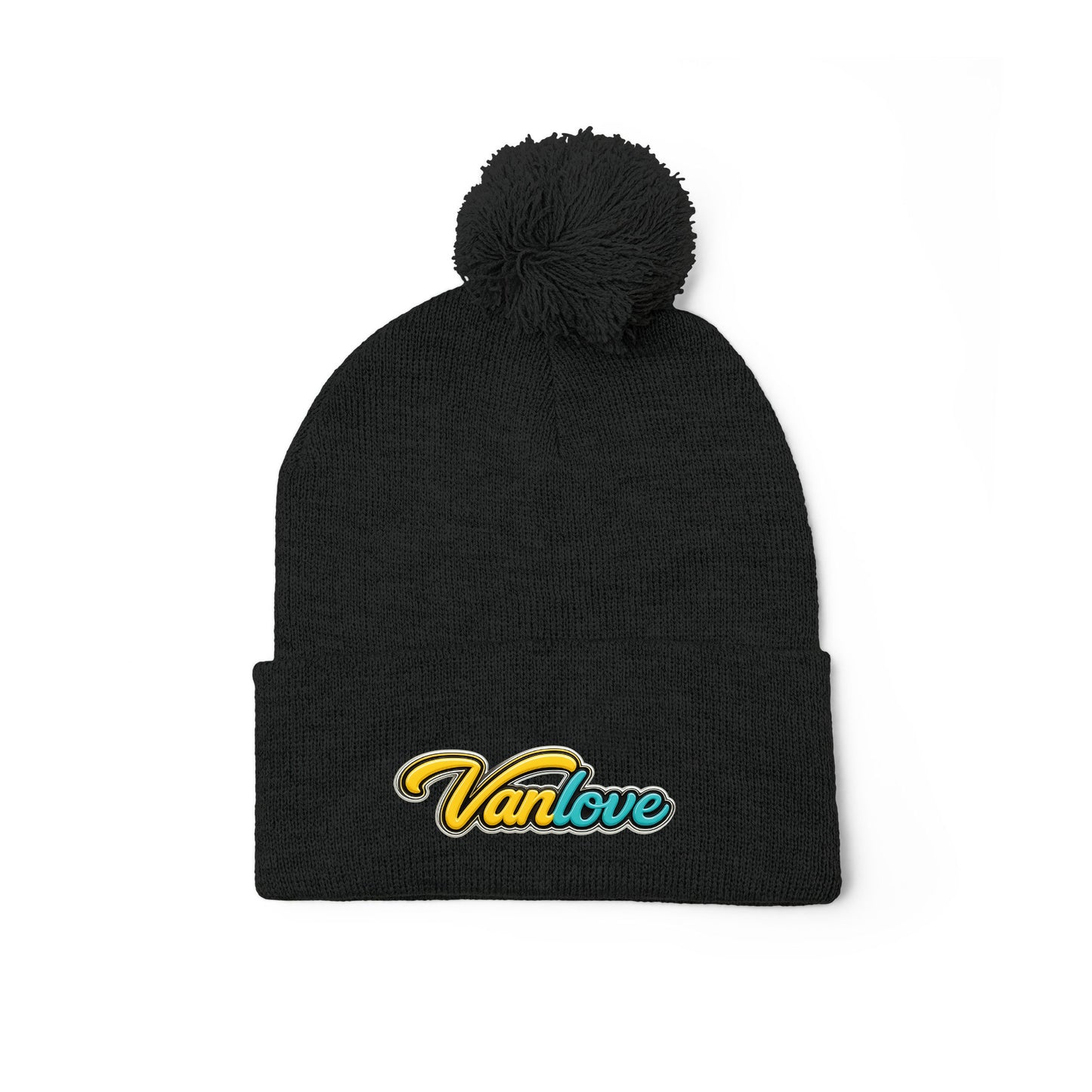 Vanlove Signature Pom Pom Beanie - Black
