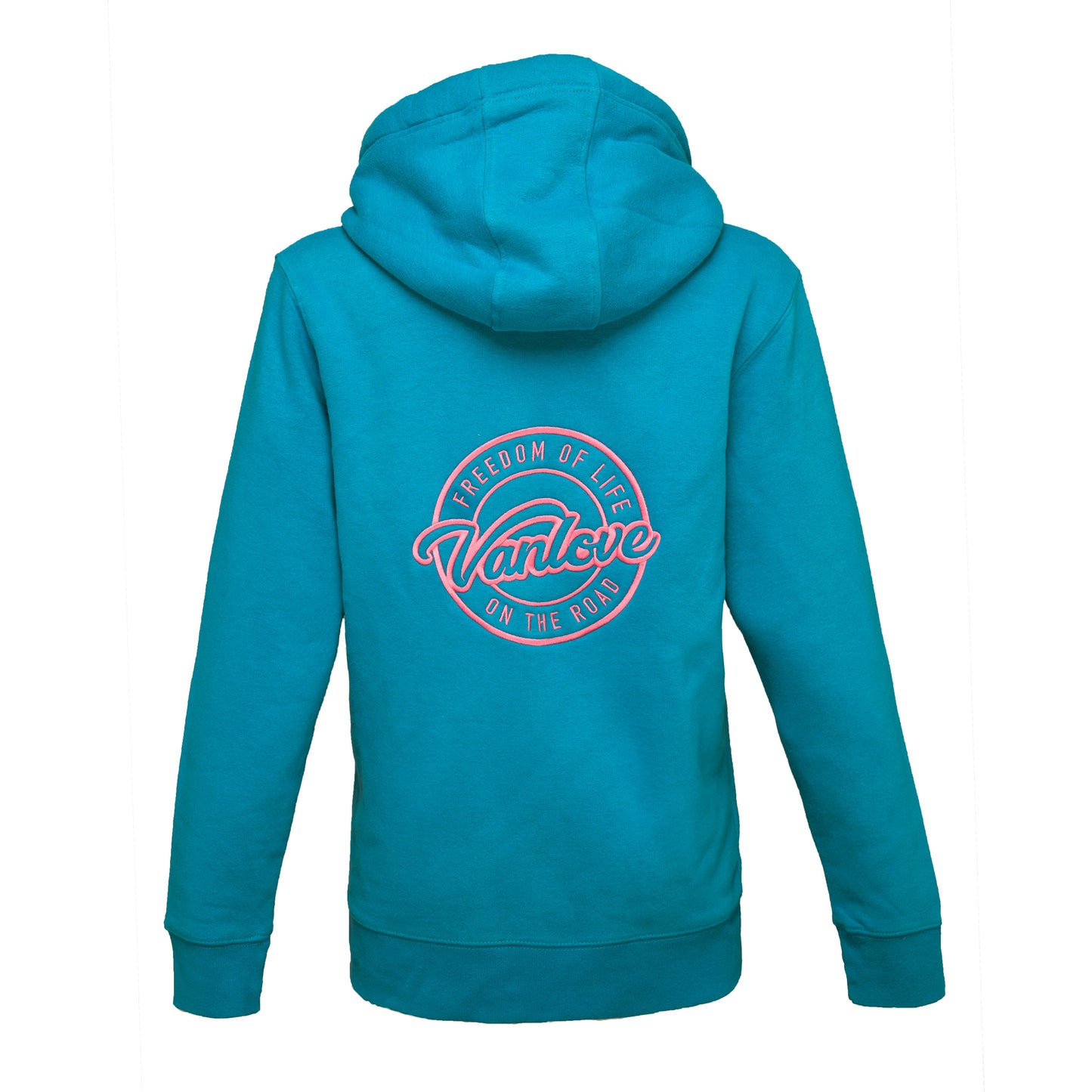 Embroidered Zip Hoodie - Peacock Blue