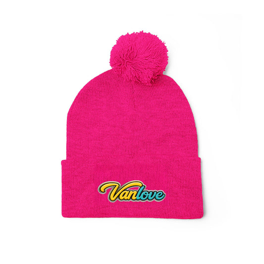 Vanlove Signature Pom Pom Beanie - Pink