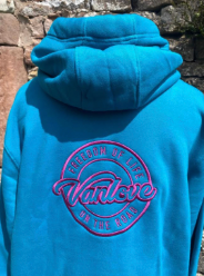 Embroidered Zip Hoodie - Peacock Blue