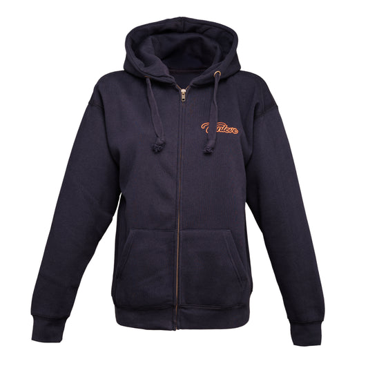 Embroidered Zip Hoodie - Electric Navy