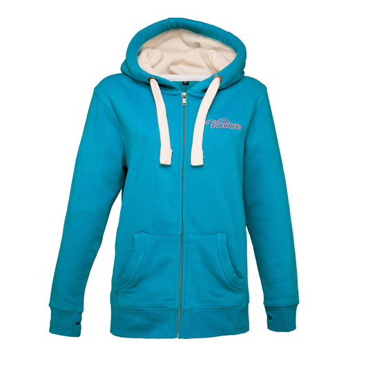 Embroidered Zip Hoodie - Peacock Blue